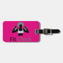 Pit Chick met Afro kettlebells Bagagelabel