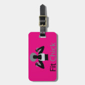 Pit Chick met Afro kettlebells Bagagelabel (Voorkant verticaal)