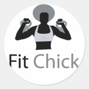 Pit Chick met Afro kettlebells Ronde Sticker