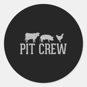 Pit Crew Koe Pig Chicken Byrbecue Cookout Grillen Ronde Sticker