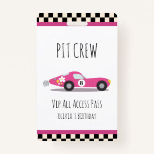 Pit crew Race Auto Verjaardagsfeestje Pit Crew VIP Badge