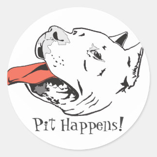 Pit Happy Funny Pit Bull Stickers ronds