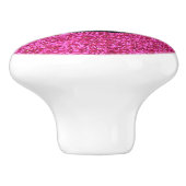 Pit-roze faux glitter Happy face Keramische Knop (Zijkant)