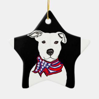 Pit-stier met Amerikaanse vlag bandana met Kerstmi Keramisch Ornament