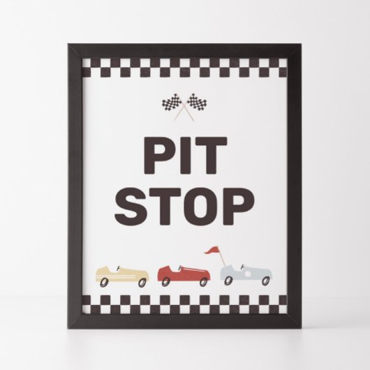 Pit Stock Sign Twee Fast Race Birthday Poster
