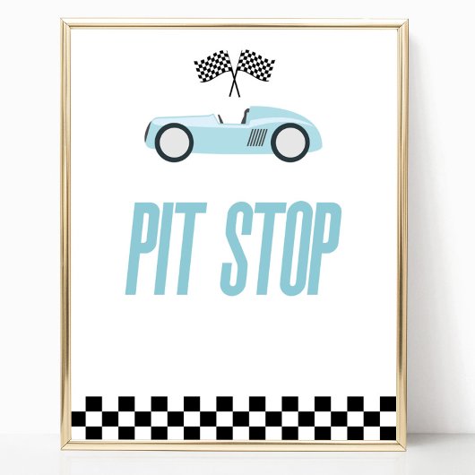 Pit Stop Blauwe Vlam Race Auto Party Tafelbord Poster