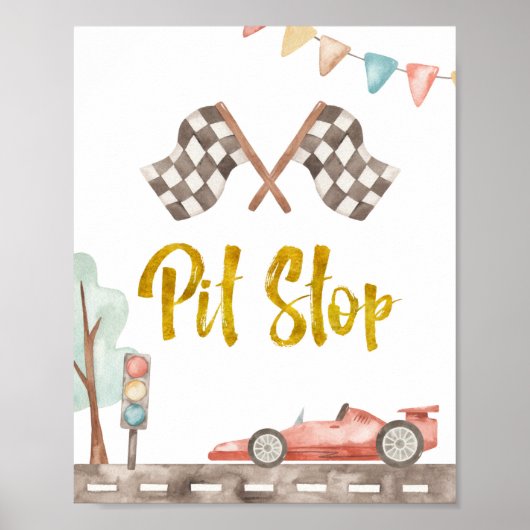 Pit Stop Racing Sign Poster (Voorkant)