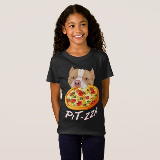 Pit-zza. Pit Bull & Pizza T-Shirt (Voorkant volledig)
