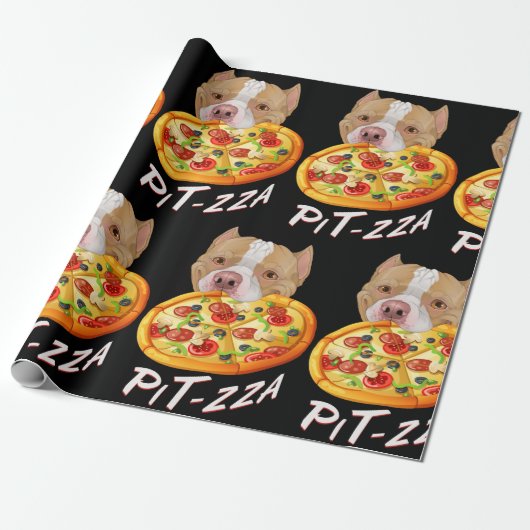 Pit-zza. Pit Bull & Pizza T-Shirt Coffee Mok Cadeaupapier (Uitgerold)