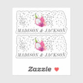 Pitaya Dragon Fruit Elegant Wedding Personalized Sticker (Vel)