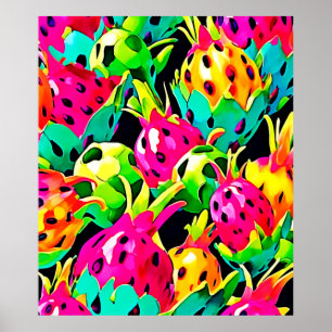 Pitaya Levendig Patroon Poster