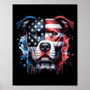 Pitbull 4 juli Amerikaanse vlag Gles Patriotic D Poster