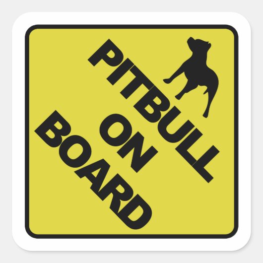 Pitbull aan boord vierkante sticker (Voorkant)