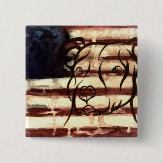 Pitbull American Vierkante Button 5,1 Cm