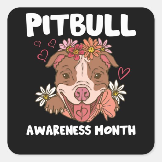 Pitbull Awareness Maand Pitbull Love Vierkante Sticker (Voorkant)