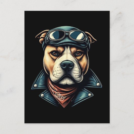 Pitbull Biker Briefkaart (Voorkant)