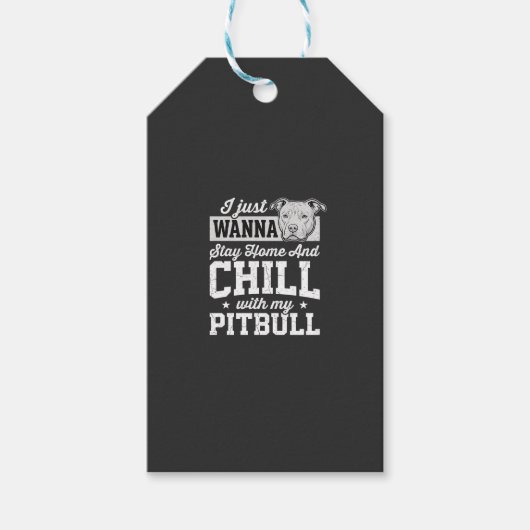 Pitbull Blijf Thuis En Ontspan Design Cadeaulabel (Voorkant)