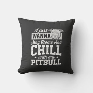 Pitbull Blijf Thuis En Ontspan Design Kussen