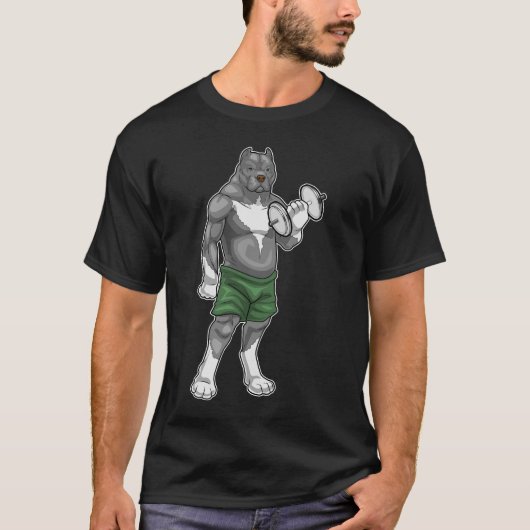 Pitbull Bodybuilder Dumbbell Bodybuilding T-shirt (Voorkant)