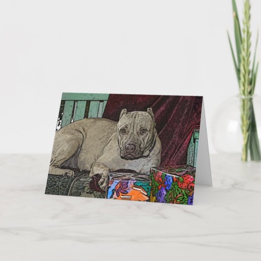 Pitbull Cartes de Noël Violet (Devant)