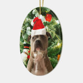 Pitbull Chien Arbre de Noël Ornements Snowman (Gauche)