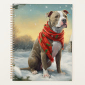 Pitbull Chien dans Noël de neige (Devant)