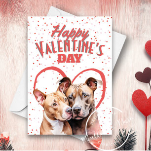 Pitbull Chiens en Love Couple Carte Saint Valentin