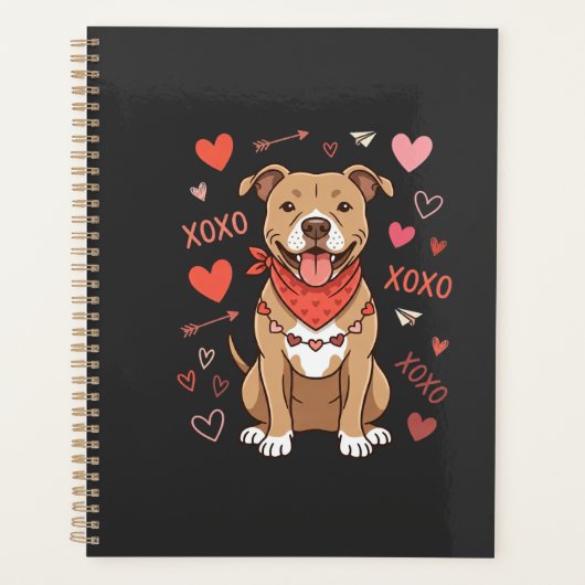 Pitbull de la Saint-Valentin XOXO Design d'amour (Devant)