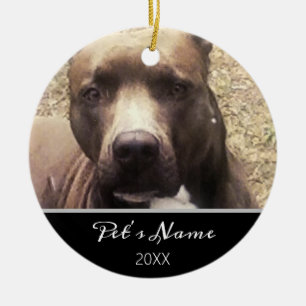Pitbull Dog Aangepaste foto Kerstmis Keramisch Ornament