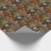 Pitbull Dog Autumn Harvest Thanksgiving Cadeaupapier (Hoek)