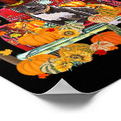 Pitbull Dog Autumn Herfst Pumpkin Truck Mappe Beda Poster (Hoek)