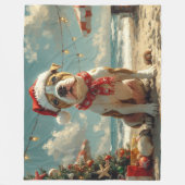 Pitbull Dog Christmas  Beach Fleece Deken (Voorkant)
