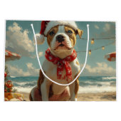 Pitbull Dog Christmas  Beach Groot Cadeauzakje (Achterkant)