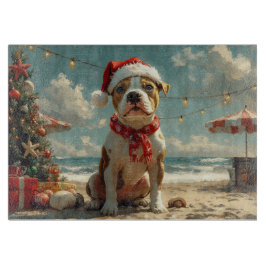 Pitbull Dog Christmas  Beach Snijplank