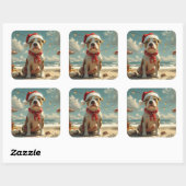 Pitbull Dog Christmas  Beach Vierkante Sticker (Vel)