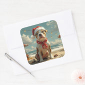 Pitbull Dog Christmas  Beach Vierkante Sticker (Envelop)