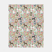 Pitbull Dog Florals Fleece Deken (Voorkant)