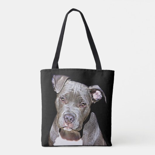 PITBULL DOG FUNNY CANVAS TAS (Achterkant)