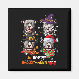 Pitbull Dog Hallothanksmas Halloween Thanksgiving Magneet