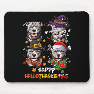 Pitbull Dog Hallothanksmas Halloween Thanksgiving Muismat