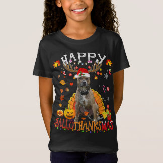 Pitbull Dog Happy Hanksmas Halloween Thanksg T-shirt