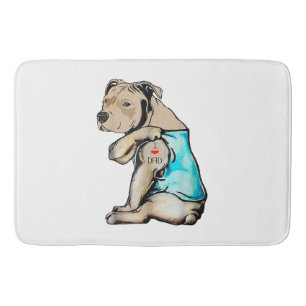 Pitbull Dog I Love Dad Tattoo Funny Family Badmat