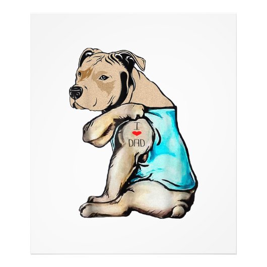 Pitbull Dog I Love Dad Tattoo Funny Family Foto Afdruk (Voorkant)