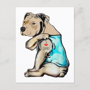 Pitbull Dog I Love Dad Tattoo Funny Family Informatiekaartje
