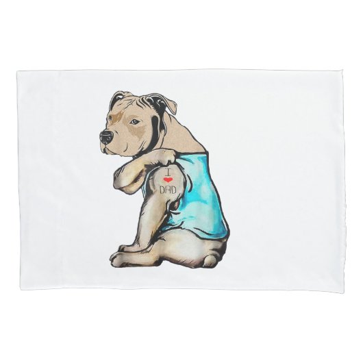 Pitbull Dog I Love Dad Tattoo Funny Family Kussensloop (Voorkant)