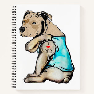 Pitbull Dog I Love Dad Tattoo Funny Family Notitieboek