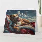 Pitbull Dog Kerstfeest Kaart (Voorkant)