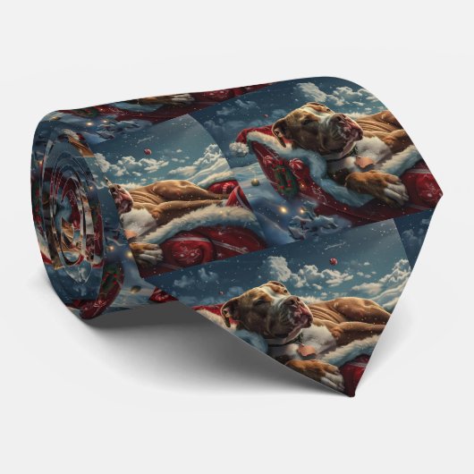Pitbull Dog Kerstfeest Stropdas (Opgerold)