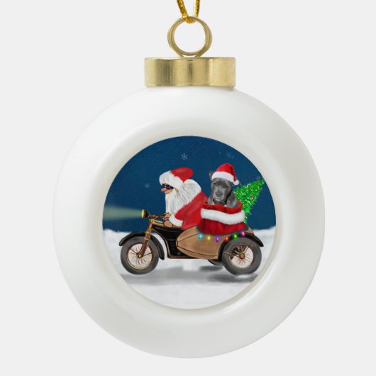 Pitbull Dog-kerstkerstman Keramische Bal Ornament (Voorkant)