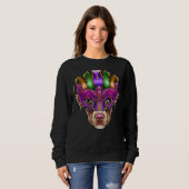 Pitbull Dog Mardi Gras Masker Jester Pet Pit Bull Trui (Voorkant volledig)